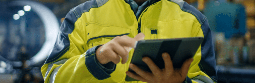 Man undertaking inspection on tablet device